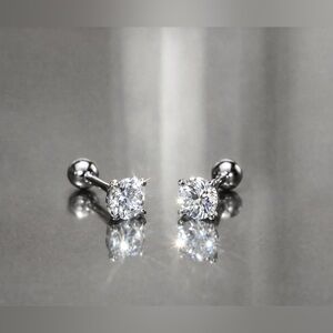 Moissanite stud earrings 0.6ct total weight, EM012-0.3ct-6mm